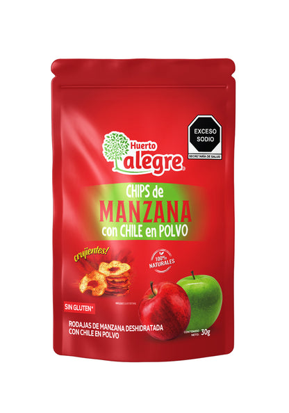 Caja con 30 Bolsas de 30 grs. de Mix de Chips de Manzana con Chile en Polvo y Sabor Natural