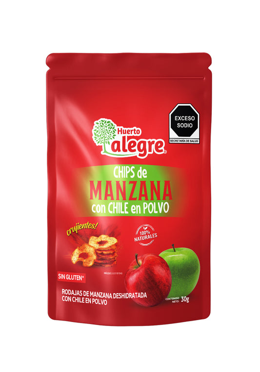 Caja con 30 Bolsas de 30 grs. de Chips de Manzana con Chile en Polvo