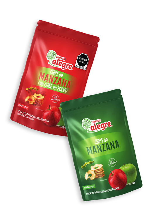 Caja con 30 Bolsas de 30 grs. de Mix de Chips de Manzana con Chile en Polvo y Sabor Natural